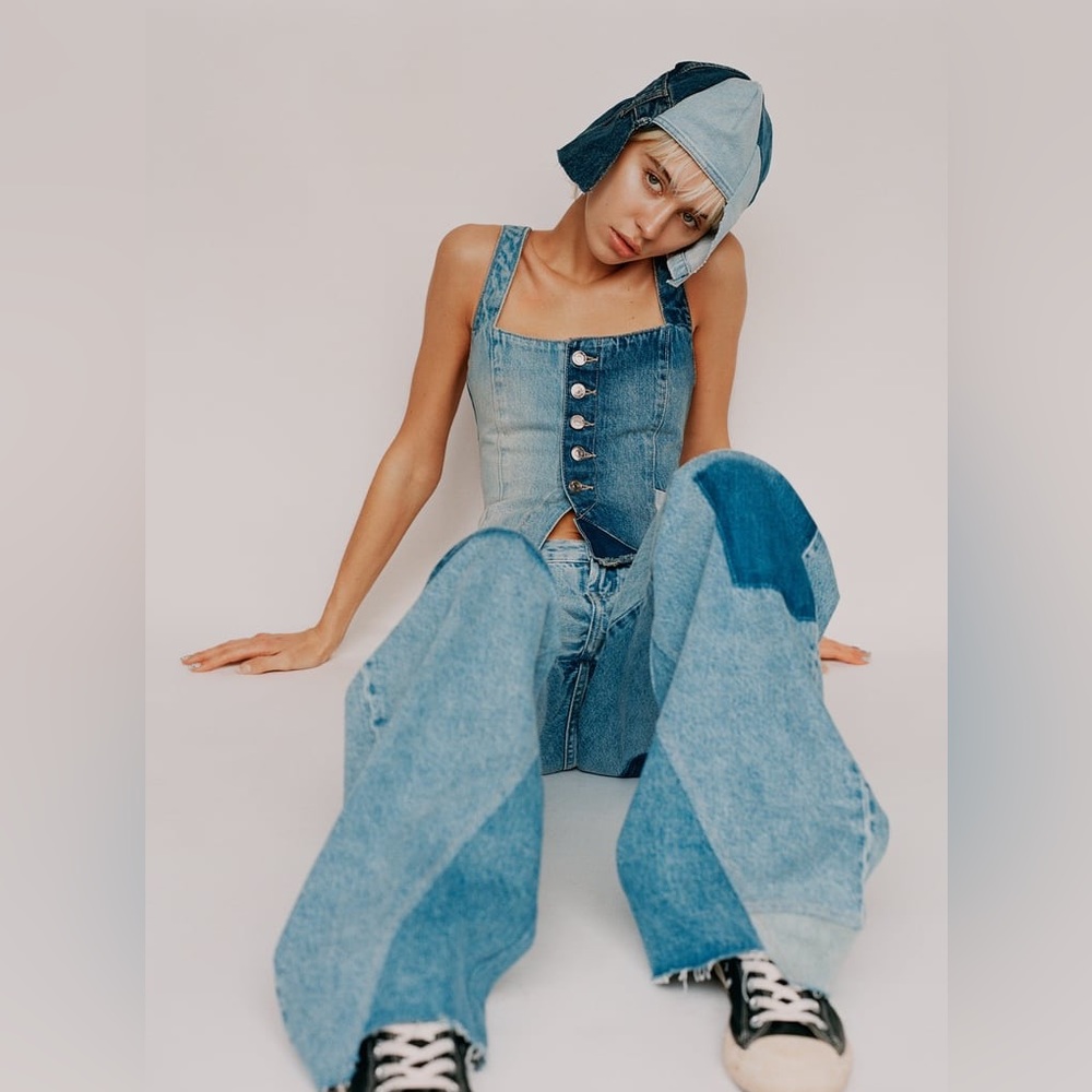 ZARA PATCHWORK LOW-RISE TRF BOYFRIEND JEANS